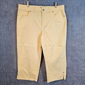 Sonoma Life + Style Womens Yellow Cropped Capri Pants Size 14 Stretch Cotton